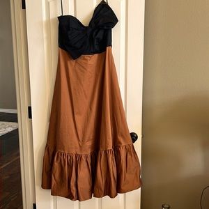 Anthropologie Black and Brown Strapless Dress